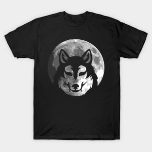 Wolf Silhouette on the moon gift for women and men T-Shirt